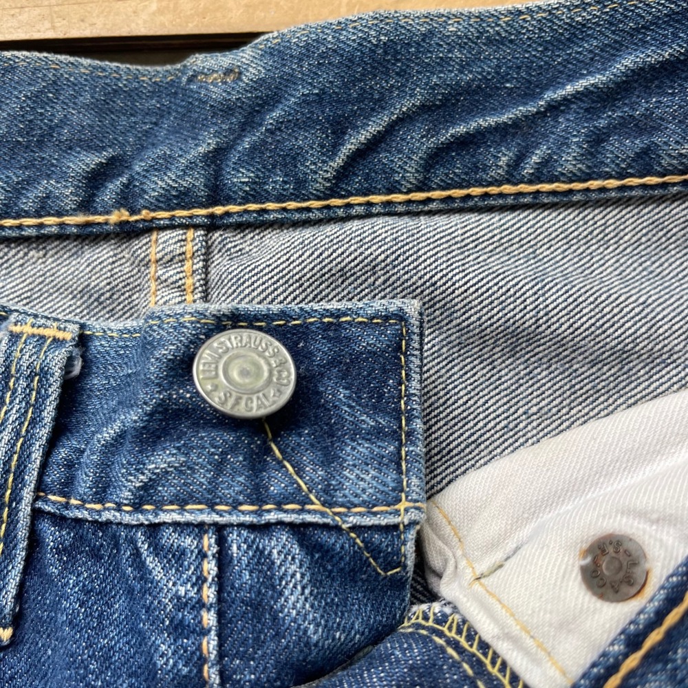 Vintage Levis 501 Big E Selvedge Denim Shorts Indigo Hidden Rivet High Waist 27 - Picture 4 of 10